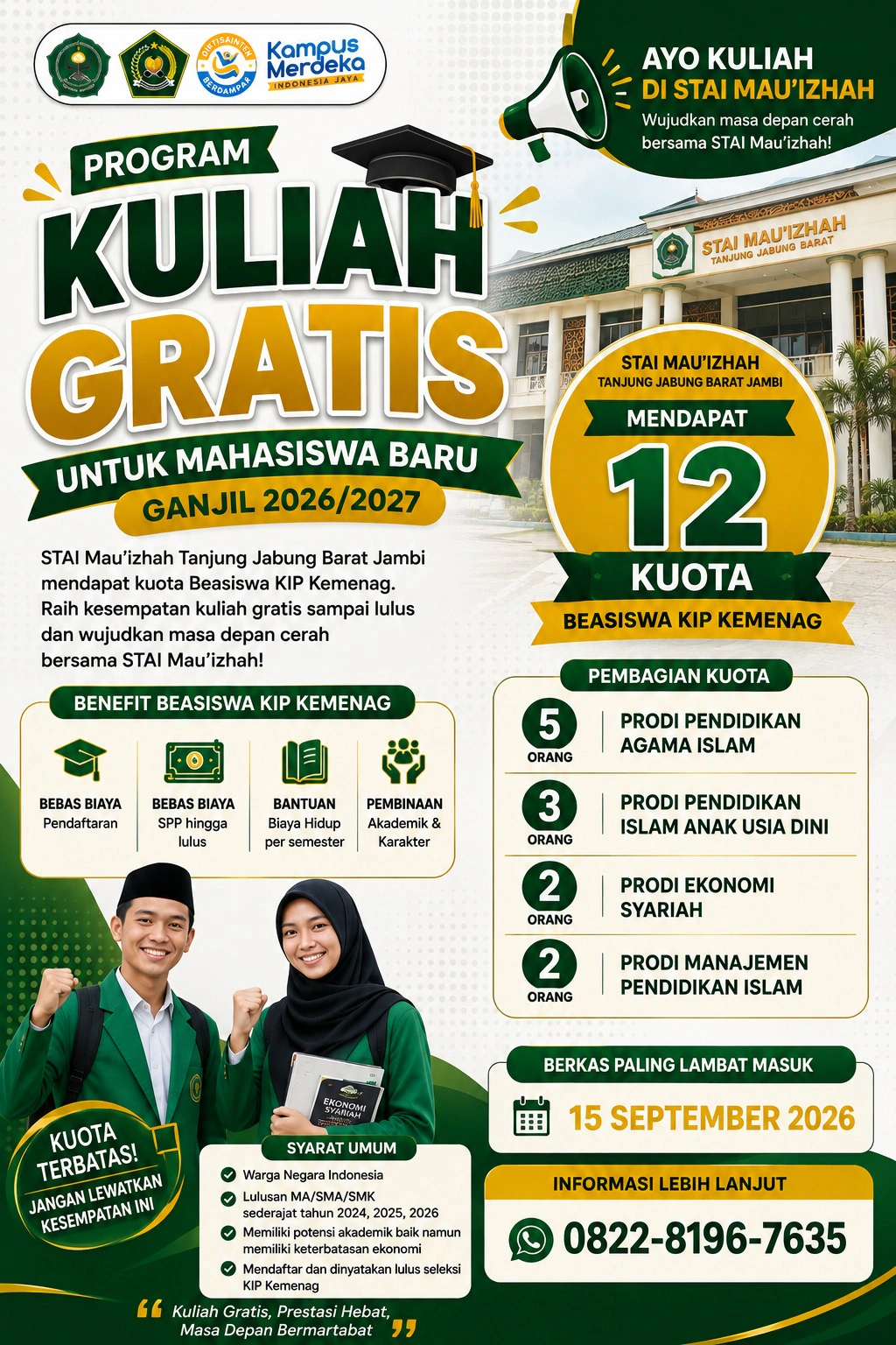 Kabar Gembira! STAI Mau’izhah Tanjung Jabung Barat Buka Kuota Kuliah Gratis melalui Beasiswa KIP Kemenag 2026